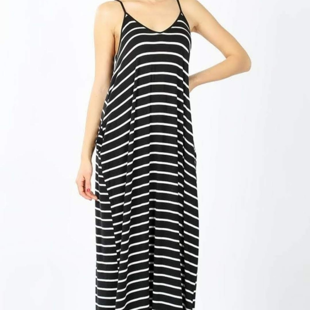 Black Plus Size Cami Inspired Maxi Dress